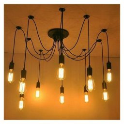 Lustre Suspension Araignee E27 Douille Rétro Industriel abat-jour Noir, diy Ajustable Longueur avec