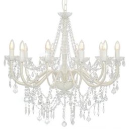 Vidaxl - Lustre avec perles Blanc 12 ampoules E14 Blanc