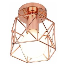 Retro Plafonnier Industrielle en Métal Carré Fer Noir, Suspension Cage Cube Luminaire E27 pour