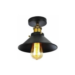 Plafonnier Industrielle en Métal Fer Vintage 220mm Noir E27 pour Salon Chambre Restaurent Café Bar