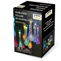 La Boutique De Noel - Guirlande solaire gouttes d'eau multicolore