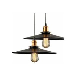 36cm E27 Suspension Industrielle Rétro Lustre Abat-Jour Noir Lampe de Plafond Luminaire pour Salon