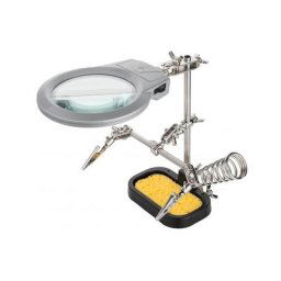 Fixpoint - Troisième main avec lampe-loupe led et support de fer à souder
