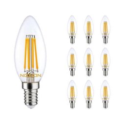 Lot 10x Noxion Lucent led E14 Bougie Filament Claire 4.5W 470lm - 827 Blanc Très Chaud Équivalent