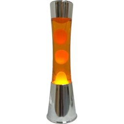 Lampe à poser en métal et verre Lave - Argent / Orange
