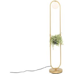 Isabella - Lampadaire Art Deco - 1 lumière - h 120 cm - Doré/Laiton - Art Deco,Design - Éclairage