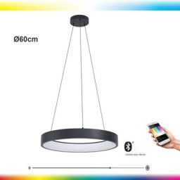 Lampe suspendue réticule Marghera-C noir h: 110cm ø: 60 cm Dimmable 2700-6500K avec fonction de