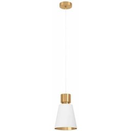 Lampe suspendue Aglientina textile blanc, laiton e27 1x40w h: 110cm Ø20cm dimmable
