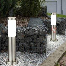 Lot de 2 lampes d'extérieur led éclairage sur pied détecteur de mouvement en acier inoxydable