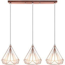 Suspension filaire en forme diamant 25cm Stoex Or rose lustre abat-jour pour salon cuisine salle à