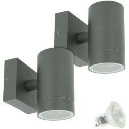 Lot de 2 Appliques venice Gris Anthracite Extérieure simple faisceau avec 2 Ampoules led GU10 5W