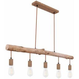 Plafonnier de style vintage couleur rouille salon poutre en bois suspendu luminaire Globo 15327-5N