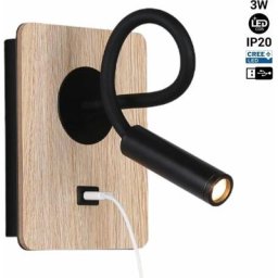 Applique liseuse flexible avec port usb london usb - Puce cree - 3W Noir - Noir