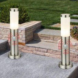 Lampadaire en acier inoxydable, éclairage extérieur avec détecteur de mouvement, éclairage de