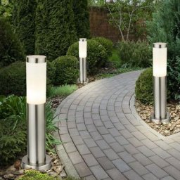 Lot de 3 lampadaires d'extérieur douilles d'éclairage sur pied en acier inoxydable lampadaires