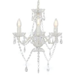 Lustre avec perles Blanc Rond 3 x E14 Vidaxl Blanc