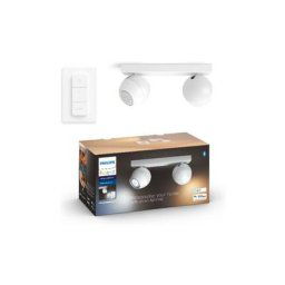 Hue White Ambiance buckram Spot barre tube 2x5.5W, compatible Bluetooth - Blanc (Télécommande