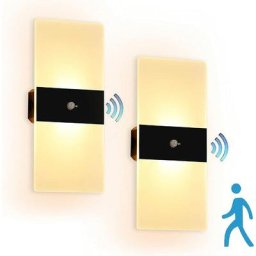 2 Pièces Applique Murale led avec Détecteur de Mouvement Intérieur, Lampe Murale à Piles Veilleuse