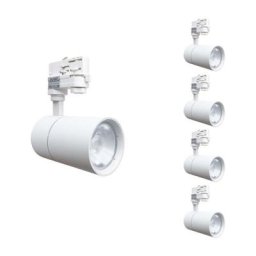 Silamp - Spot led sur Rail 30W 80° Triphasé Blanc (Pack de 5) - Blanc Chaud 2300K - 3500K - Blanc