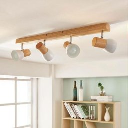 Spot à intensité variable 'Thorin' pour salon & salle à manger - bois clair, blanc