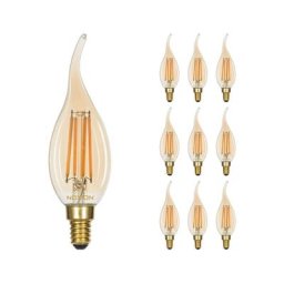 Lot 10x Noxion Lucent LED E14 Bent-tip Bougie Filament Ambre 4.1W 350lm - 822 Blanc Très Chaud