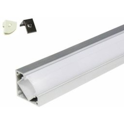 Sysled - Profilé aluminium pour angle 45° - 5 mètres (5 x 1 mètre) avec diffuseur opaque