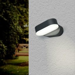 Applique Murale Noire led 6W IP54 Orientable Ovale - Blanc Chaud 2300K - 3500K Silamp Blanc Chaud