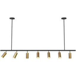 Privatefloor - Spot sur Rail - Lampe 7 Spots Orientables - 140CM Doré - Acier, Métal - Doré