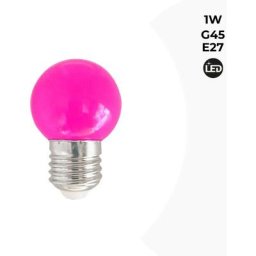 Ampoule led E27 1W G45 Couleurs Rose - Rose