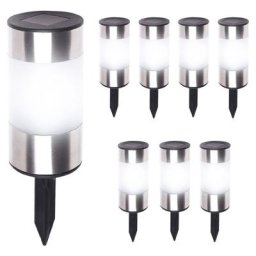 Lot de 8 bornes solaires design inox 2 en 1 - Inox