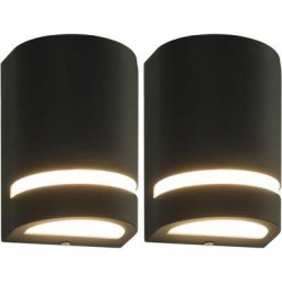 Vidaxl - Appliques murales d'extérieur 2 pcs 35 w Noir Demi-rond Black