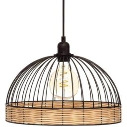 Suspension métal filaire rotin Suwa - Noir - d 35 cm - Livraison gratuite - Noir