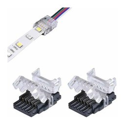 2x Connecteur coupleur rapide de bande led rgbw 12mm à 5 broches rgbw sans soudure Borne Câble