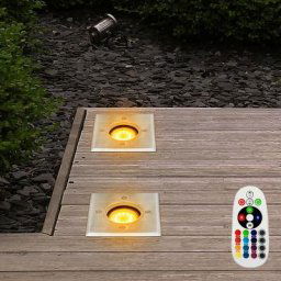 Lot de 2 spots encastrables au sol à led rgb télécommandes Spots extérieurs en acier inoxydable
