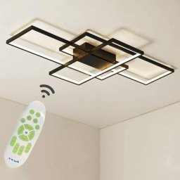 Plafonnier Dimmable, 3 Carrés Plafonniers led Modernes avec Télécommande, 50W Acrylique Encastré