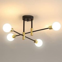 Moderne Plafonnier Industriel Vintage, E27 Lampe de Plafond avec 4-Lumières, Lustre Luminaire en