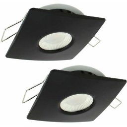 Lot de 2 Spots Encastrables LED 8W MILAN CCT IP65 IK07 Collerette Carrée Noire avec Transformateur