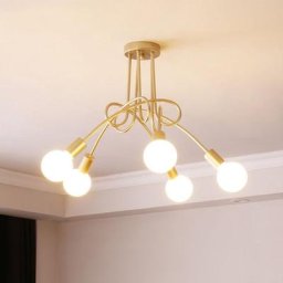Luminaire Plafonnier Edison 5 Têtes Metal Fer Industriel Creative Doré , Lampe de suspension