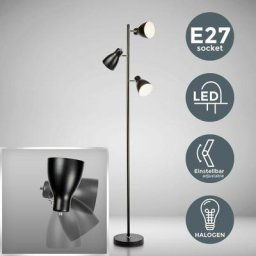 Lampadaire design led métal lampe retro sur pied orientable noir 230V - B.k.licht