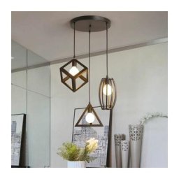 Suspension industrielle rétro cage en 3 forme différentes, Lustre abat-jour vintage E27 luminaire
