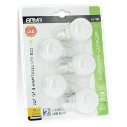 Blister 5 Ampoules Led Blanc Chaud équivalent à 10 watt Guirlande Guinguette