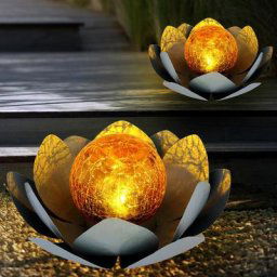 Lot de 2 lampes d'extérieur solaires led fleurs de lotus éclairage de jardin nénuphars lumières