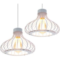 Idegu - 2x Suspension Luminaire Cage Industriel Vintage Métal Rétro Ø23cm, Lustre Abat-Jour Lampes