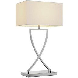 Lampe à poser 'Evaine' en métal pour salon & salle à manger - chromé, blanc