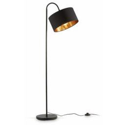 Lampadaire rétro pivotant i abat-jour en tissu noir et doré i pour une ampoule E27 i i abat-jour en