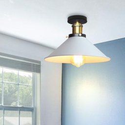 30cm Plafonnier Design Parapluie Chapeau, Lustres Retro Industriel Métal E27 , Blanc - Blanc