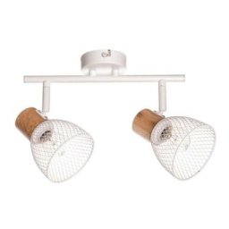 [JAMAIS UTILISÉ] Suspension Lumière 2 Spots SEYNAVE Bedwood Blanc et Bois Culot E14 - 0154941
