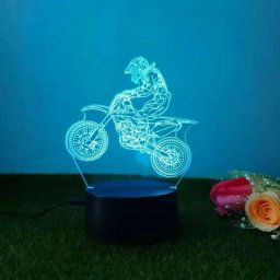 Moto Motocross 3D Illusion Veilleuse Jouets,Décor de Maison led Lampe de Chevet Table,Tactile &