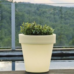 Pot rond lumineux 45 solaire+batterie rechargeable led rgb avec télécommande ø45x43cm - Moovere