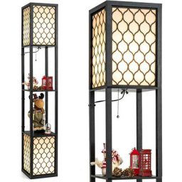 Lampadaire sur Pied/Lampe sur Pied 1,56 m Costway 2 Etagères de Stockage-Design Scandinave-Double